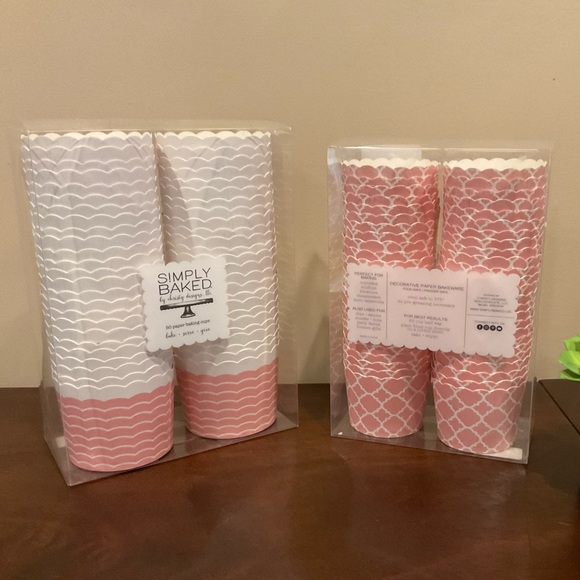 2 New Packages of  Baking Cups - Pink & White 🌸 - Picture 1 of 3